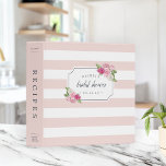 Rosé Garden Bridal Shower Recipe Binder<br><div class="desc">Collect recipes for the bride to be and organize them in this pretty floral binder with tons of personalization options! Chic binder features blush pink and white stripes accented with pink and ivory roses. Customize the front with the bride to be's name and shower date, and add customization to the...</div>