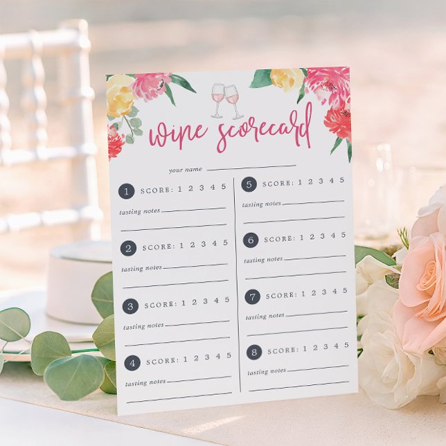 Rosé Garden | Carte de notation de dégustation de  (Créateur téléchargé)