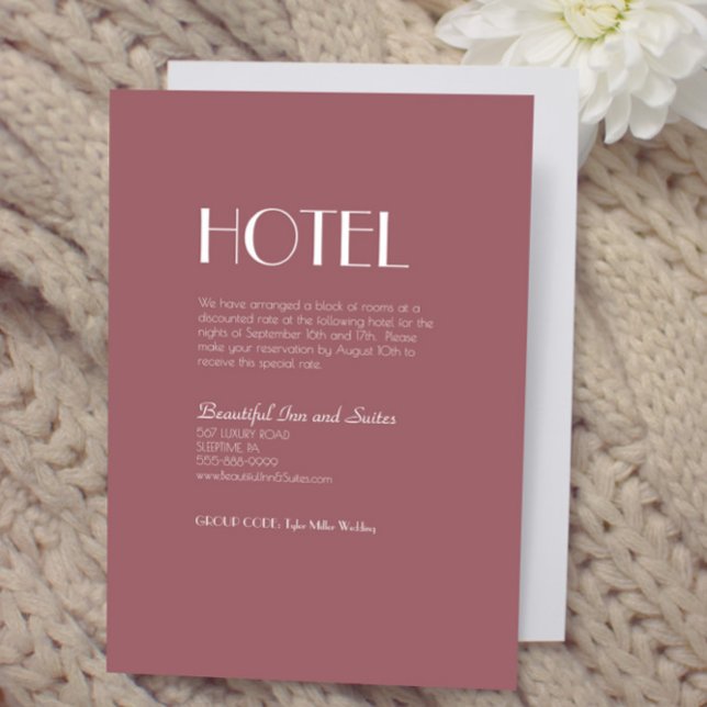 Rose Garden | Dark Rose Wedding Accommodation Enclosure Card (Creator Uploaded)