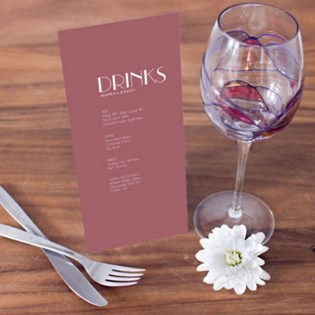 Rose Garden | Dark Rose Wedding Drink Menu (Creator Uploaded)