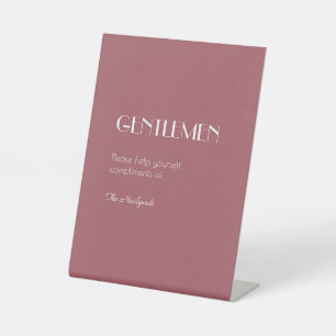 Rose Garden Dark Rose Wedding Gentlemen Bathroom Pedestal Sign