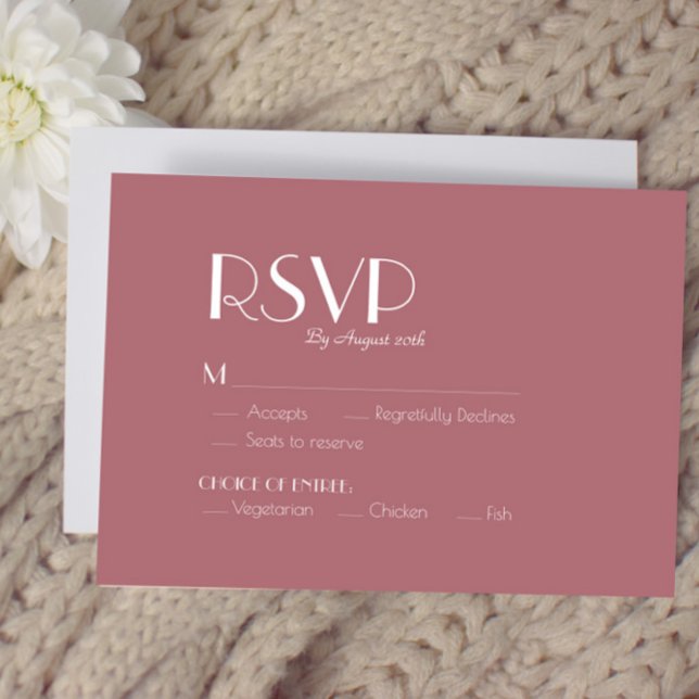 Rose Garden | Dark Rose Wedding Meal Choice RSVP Card (Creator Uploaded)