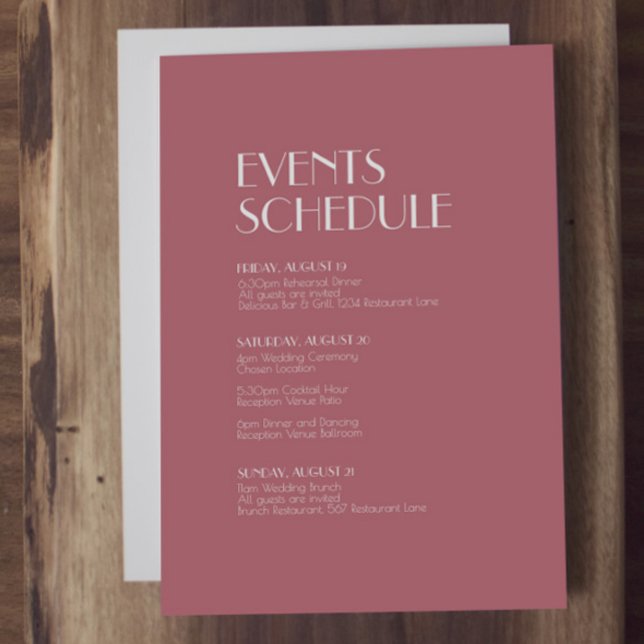 Rose Garden | Dark Rose Wedding Schedule Enclosure Card (Creator Uploaded)