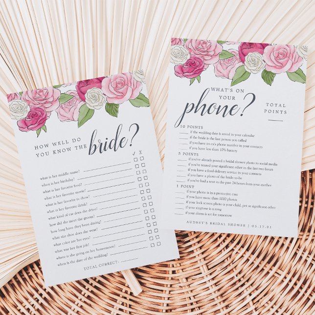 Rosé Garden Double-Sided Bridal Shower Game (Creator Uploaded)