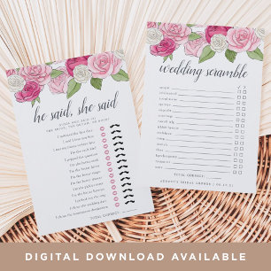 Rosé Garden Double-Sided Bridal Shower Game Card