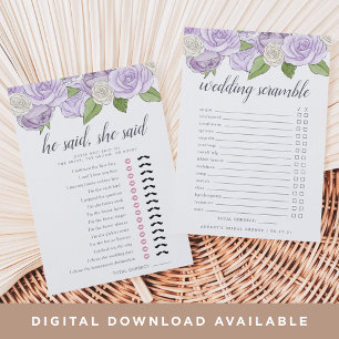 Rosé Garden Double-Sided Bridal Shower Game Invitation