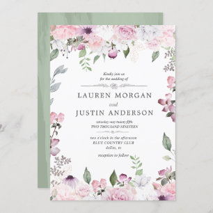 Rose Garden élégant Faire-part de mariage floral