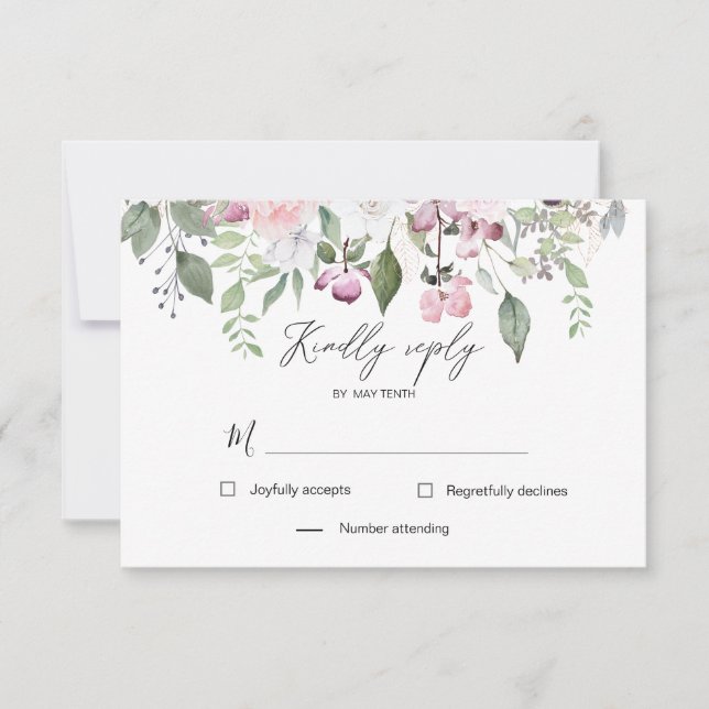 Rose Garden elegant floral RSVP Response Card (Front)
