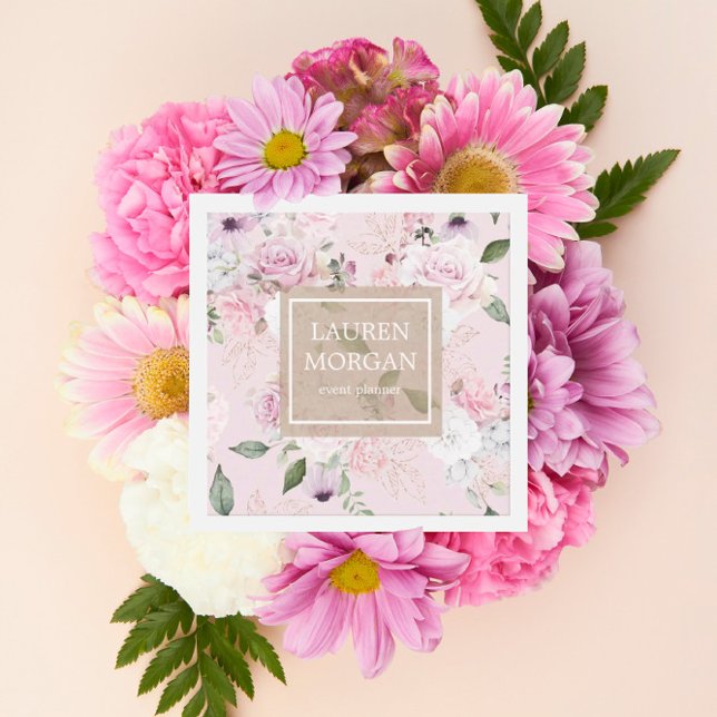 rose garden elegant floral square business card (Creator Uploaded)