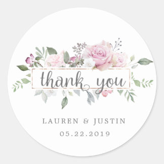 Rose Garden elegant floral Thank You Sticker