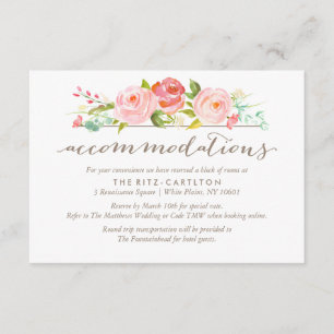 Rose Garden Floral Accommodations Wedding Card