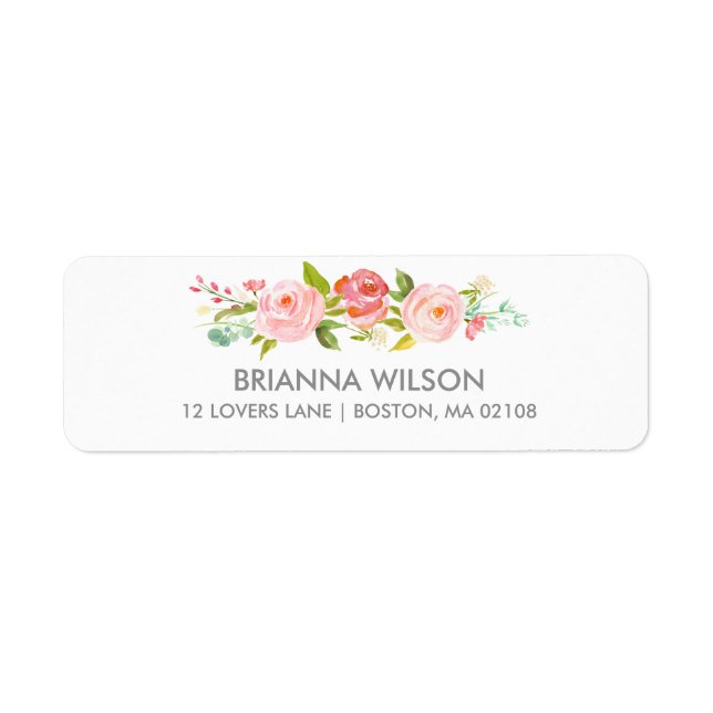 Rose Garden Floral Blanc Adresse de retour Label (Devant)