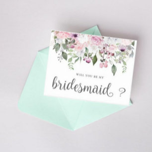 Rose Garden floral Bridesmaid Invitation Carte pos