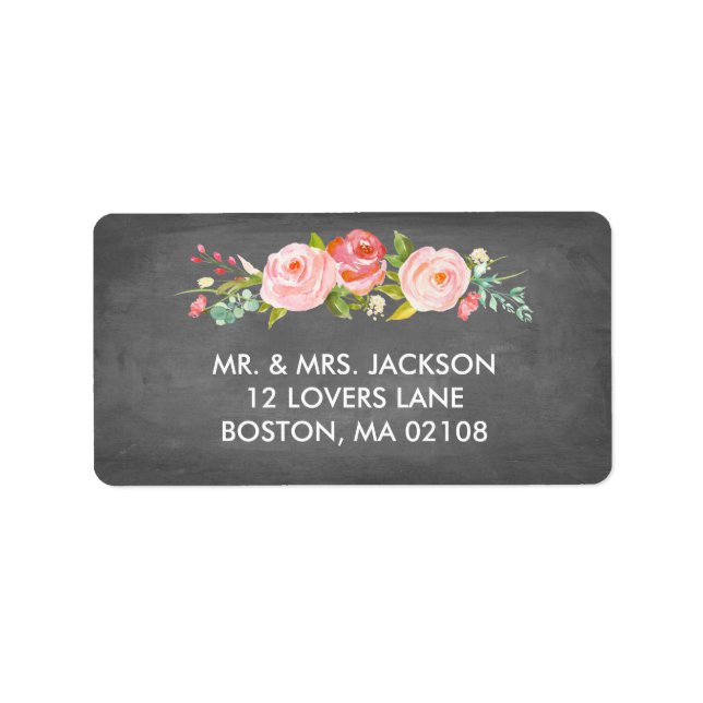 Rose Garden Floral Chalkboard Address Label (Front)