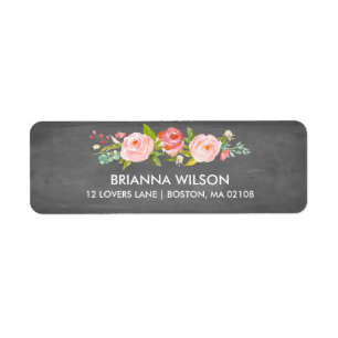 Rose Garden Floral Chalkboard Adresse de retour