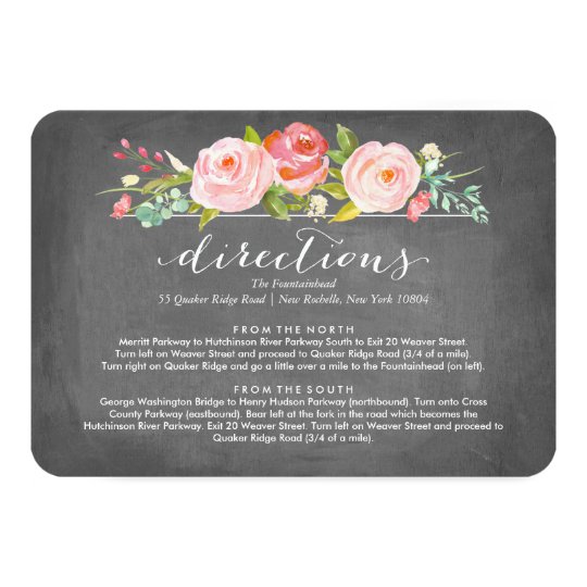 Rose Garden Floral Directions Wedding Card