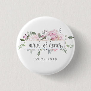 Rose Garden floral Maid Of Honour Button