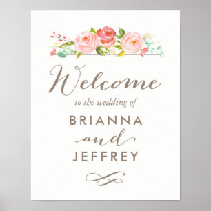 Rose Garden Floral Mariage Affiche de bienvenue