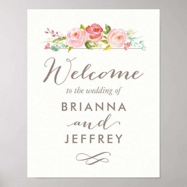 Rose Garden Floral Mariage Affiche de bienvenue (Devant)
