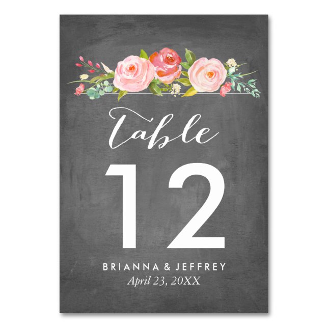 Rose Garden Floral Mariage Carte Numéro de table (Par défaut)