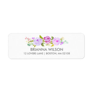 Rose Garden Floral Purple Return Address Label