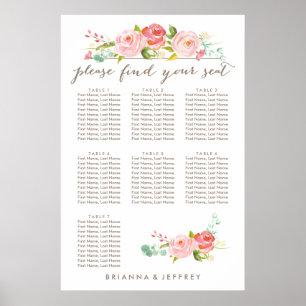 Rose Garden Floral Seating Chart   7 Tables