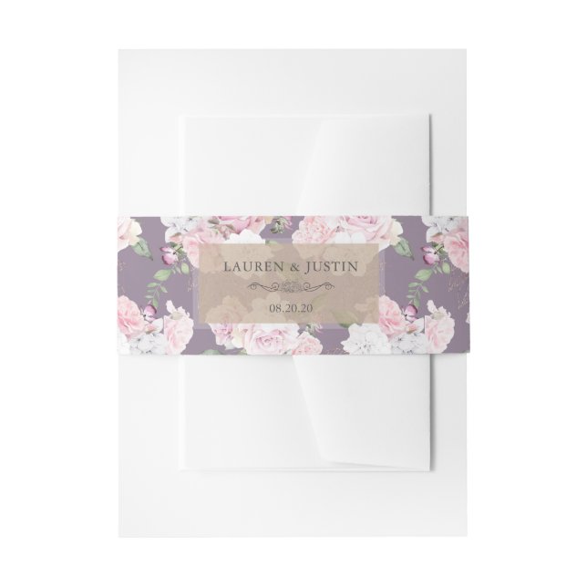 Rose Garden floral Wedding Belly Band Invitation Belly Band (Front Example)