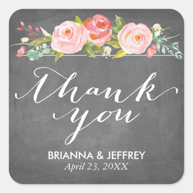 Rose Garden Floral Wedding Favour Labels Square (Front)