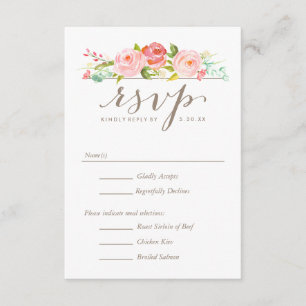 Rose Garden Floral Wedding RSVP with Menu Options
