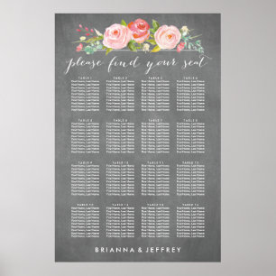 Rose Garden Floral Wedding Seating Chart