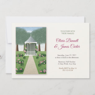 Rose Garden Gazebo Painted Panel Wedding Invite