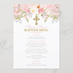 Rose Garden Girl Baptism Custom 5x7 Event Menu