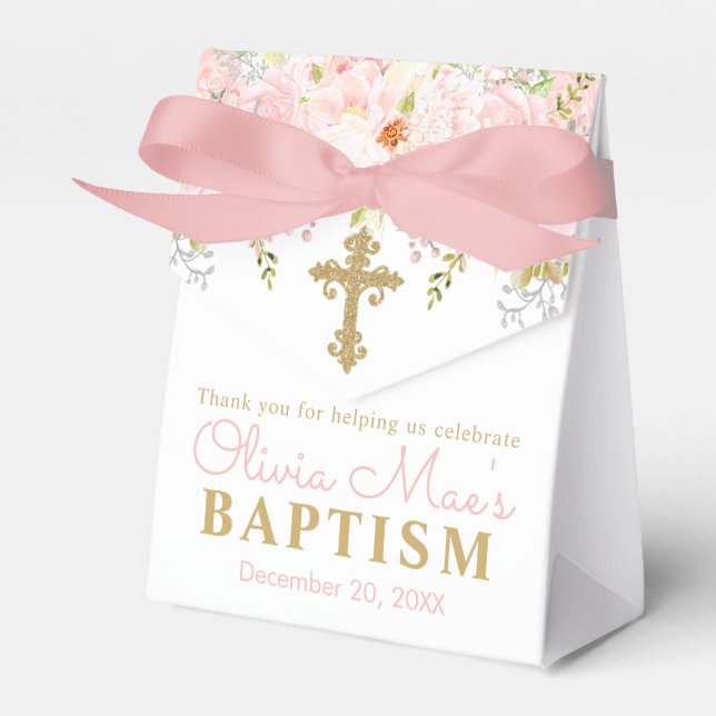 Rose Garden Girl Baptism Personalized  Favor Box (Front Side)