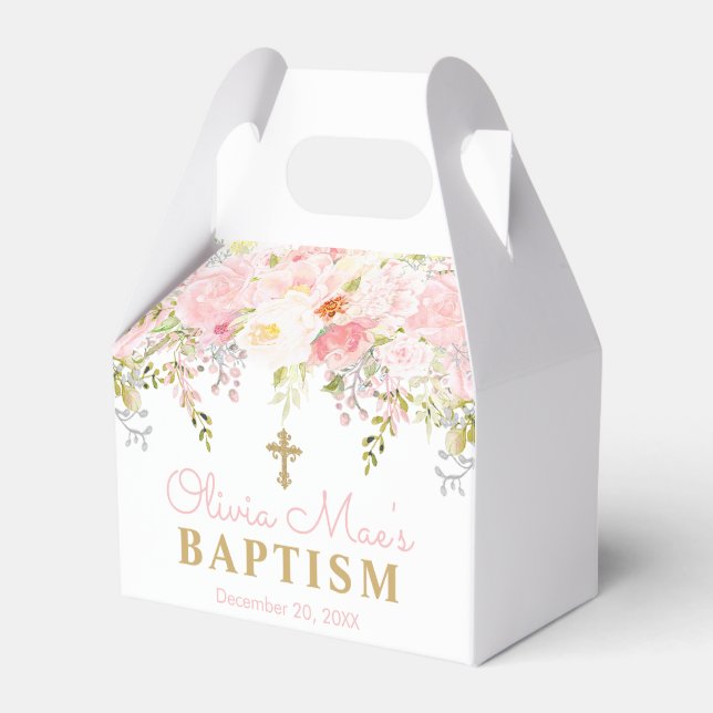 Rose Garden Girl Baptism Personalized  Favour Box (Front Side)