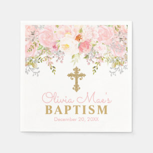 Rose Garden Girl Baptism Personalized Party Napkin