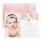 Rose Garden Girl Baptism Photo Invitation