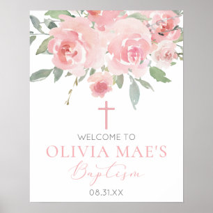 Rose Garden Girl Boho Baptism Affiche de bienvenue