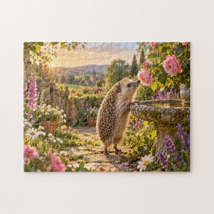 Rose Garden Hedgehog Design Jigsaw Puzzle