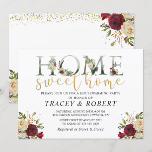 Rose Garden Home Sweet Home Ménage Invitation