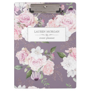 Rose Garden Mauve Personalized Clipboard