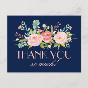 Rose Garden Midnight Blue Thank You Card