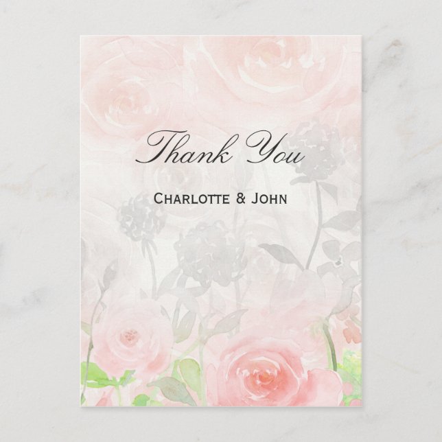 Rose Garden Modern Floral wedding Thank You notes Postcard (Front)
