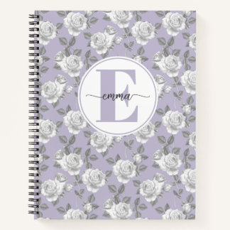 Rose Garden Monogram Lavender Notebook