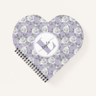 Rose Garden Monogram Lavender Notebook