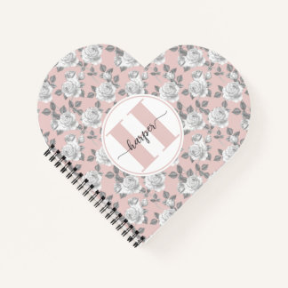 Rose Garden Monogram Pink Notebook
