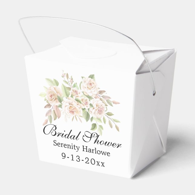 Rose Garden Pastel Pink Floral Bridal Shower Favor Box (Back Side)