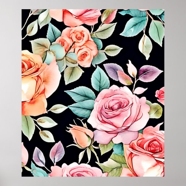 Rose Garden Pattern Design Poster (Front)