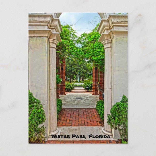 Rose Garden & Peacock Fountain Winter Park Florida Postcard (Front)