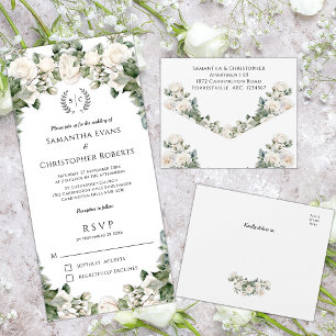Rose Garden Romance Floral Wedding  All In One Invitation