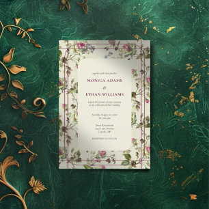 Rose garden roses vintage botanical wedding invitation